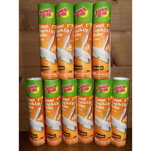 (10) Scotch-Brite 3M Carpet Touch-Up Sticky Roller Refills Pet Hair Pick Up Lint - Picture 1 of 7